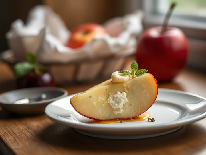 Apple with Cheese Slice