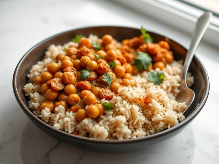 My Chana Masala with Brown Rice