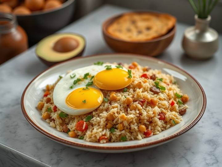 Chana Pulao with Eggs