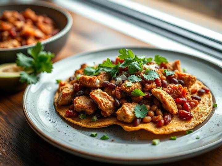 Chicken Tostadas with Beans