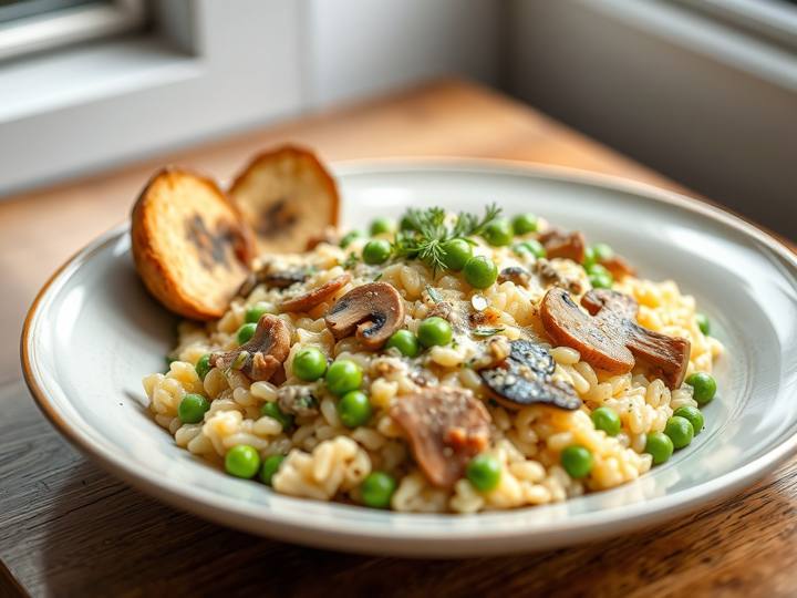 Creamy Mushroom and Pea Risotto
