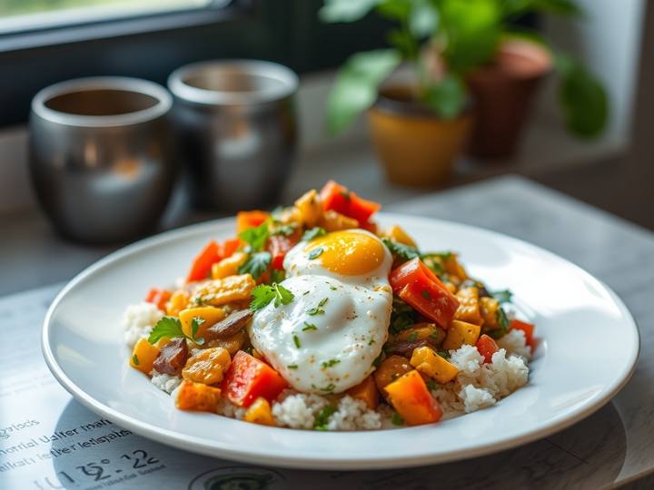 Anda Bhurji with Mixed Vegetable Sabzi