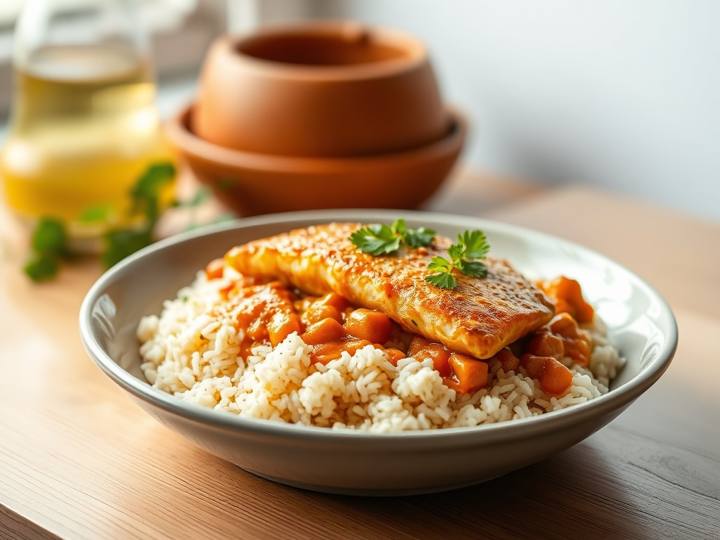 Fish Curry with Brown Rice