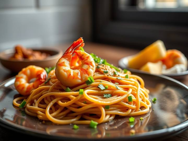 Garlic Noodles with Shrimp