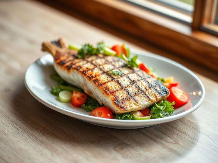 Grilled Fish and Salad