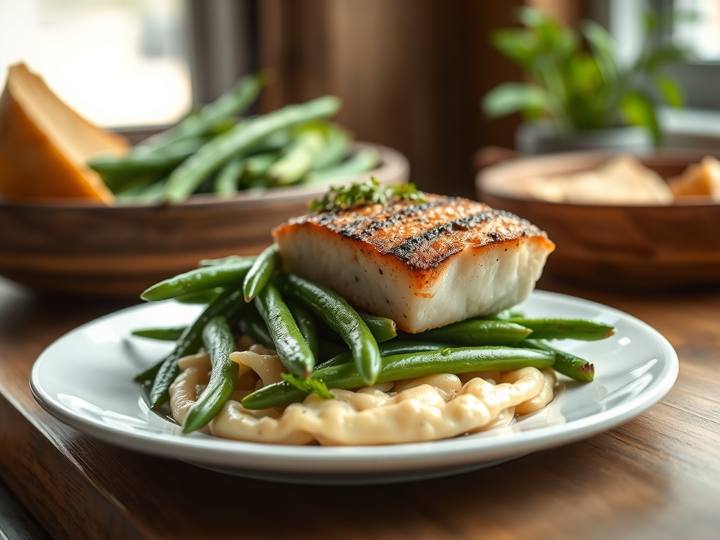Grilled Fish and Green Beans