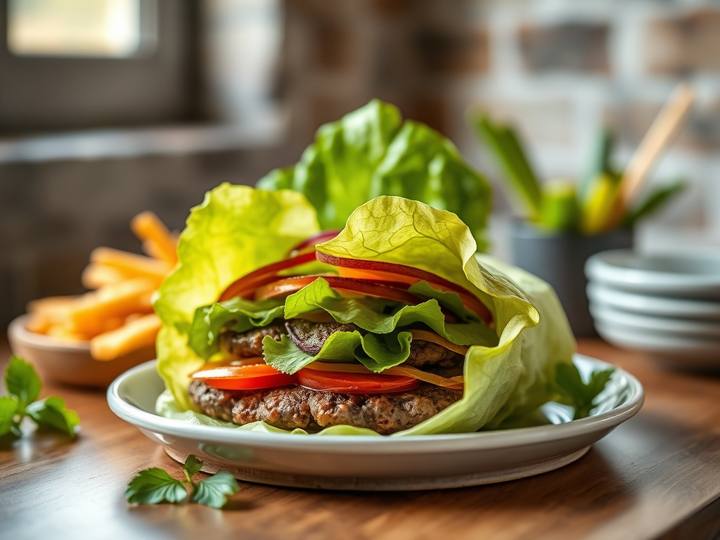 Lean Beef Burger Lettuce Wrap