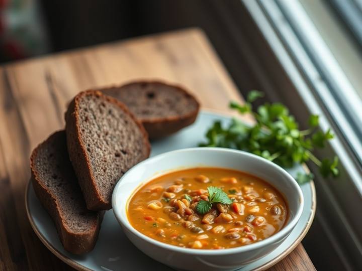Hearty Lentil Soup with Dark Bread