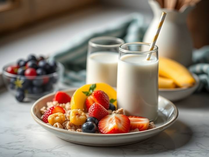Milk and Cereal with Fruit