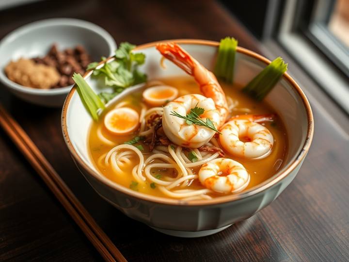 Miso Noodle Soup with Shrimp