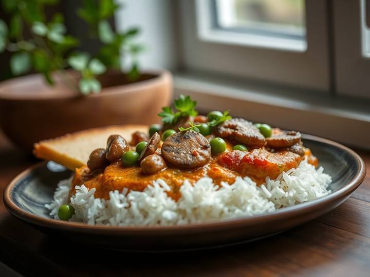 Mushroom and Peas Curry