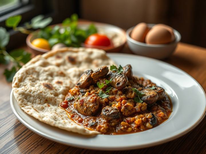 Mushroom Matar with Roti