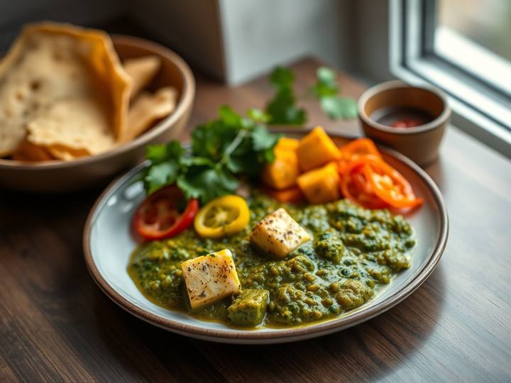 Palak Paneer with Gobi Sabzi
