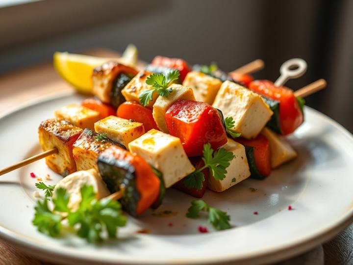 Paneer and Vegetable Skewers