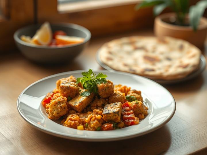 Paneer Bhurji with Whole Wheat Roti