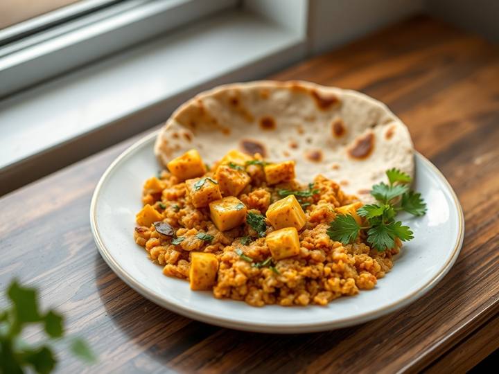 Paneer Bhurji with Whole Wheat Roti