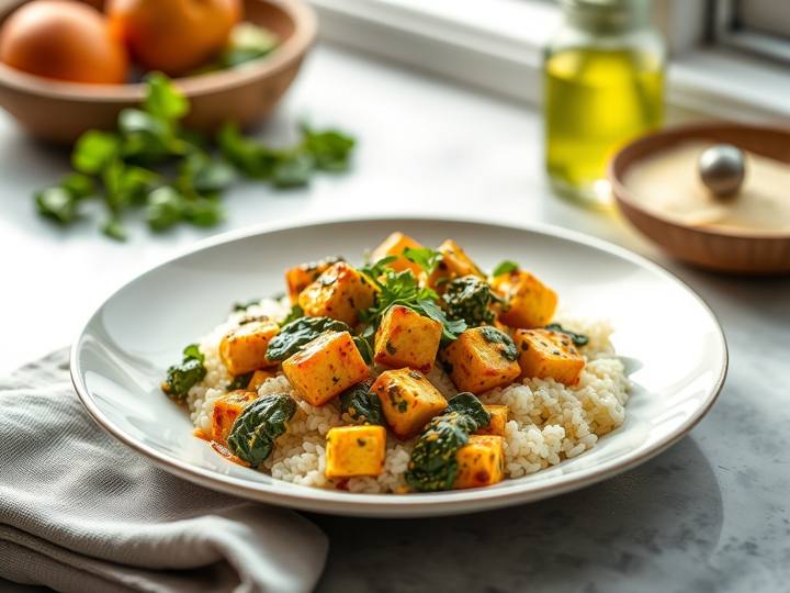 Paneer Bhurji with Spinach