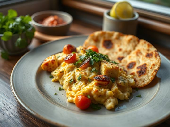 Paneer Scramble with Roti