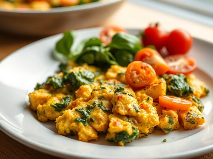 Paneer Scramble with Spinach