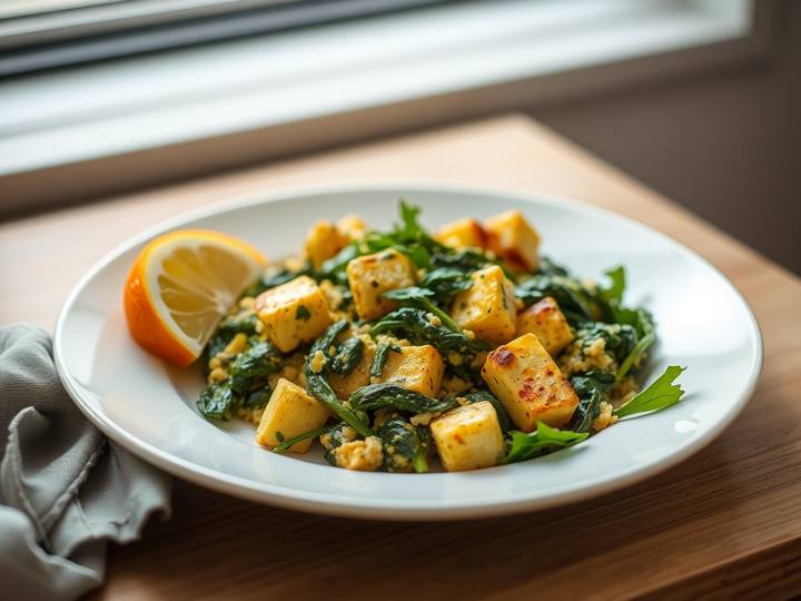 Paneer Spinach Scramble