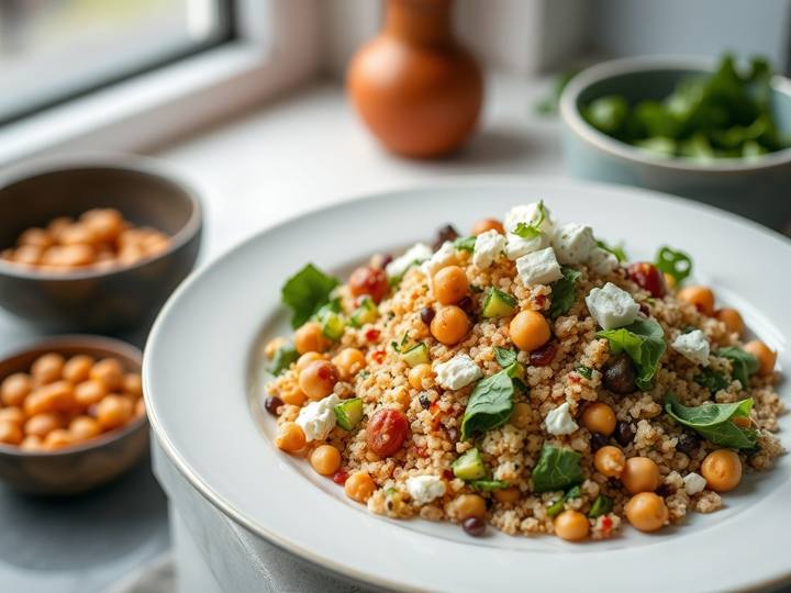 Mediterranean Quinoa Salad with Chickpeas and Feta