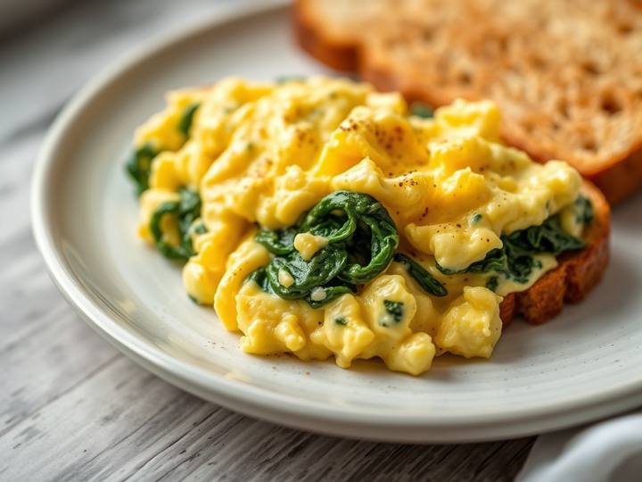 My Scrambled Eggs with Spinach Toast