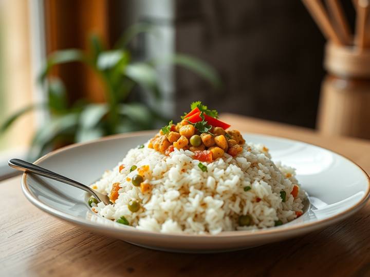 Soft Dal Palak with Steamed Rice