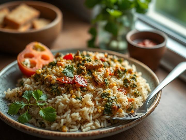 Spinach Dal Tadka with Brown Rice