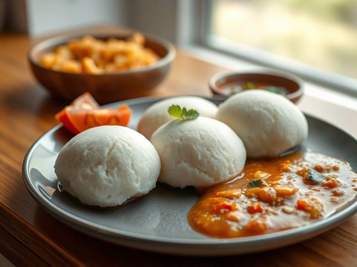 Steamed Idli with Sambar