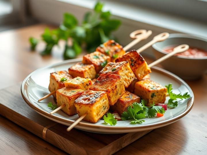 Tofu Paneer Tikka Skewers