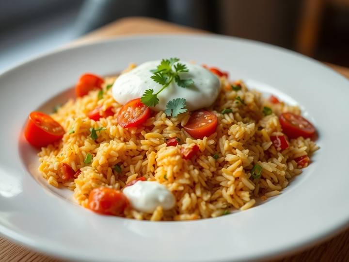 Tomato Rice with Raita