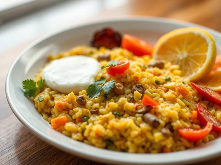 Vegetable Khichdi with Curd