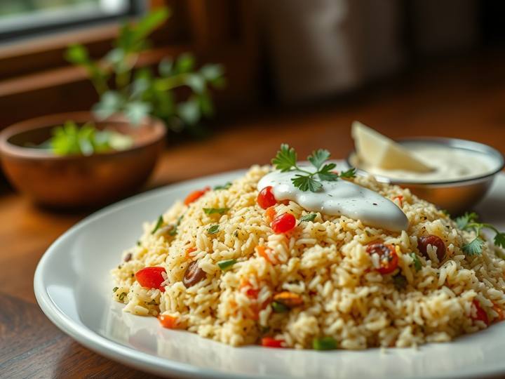 Vegetable Pulao with Curd