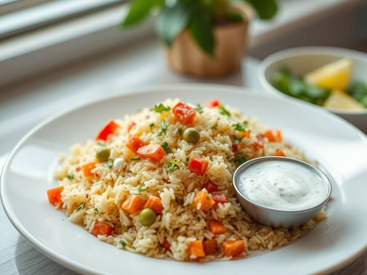 Vegetable Pulao with Raita