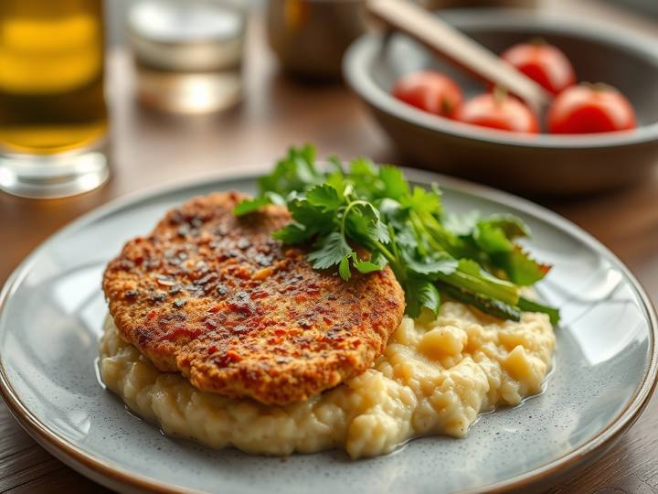 Vegetable Schnitzel with Mashed Potatoes
